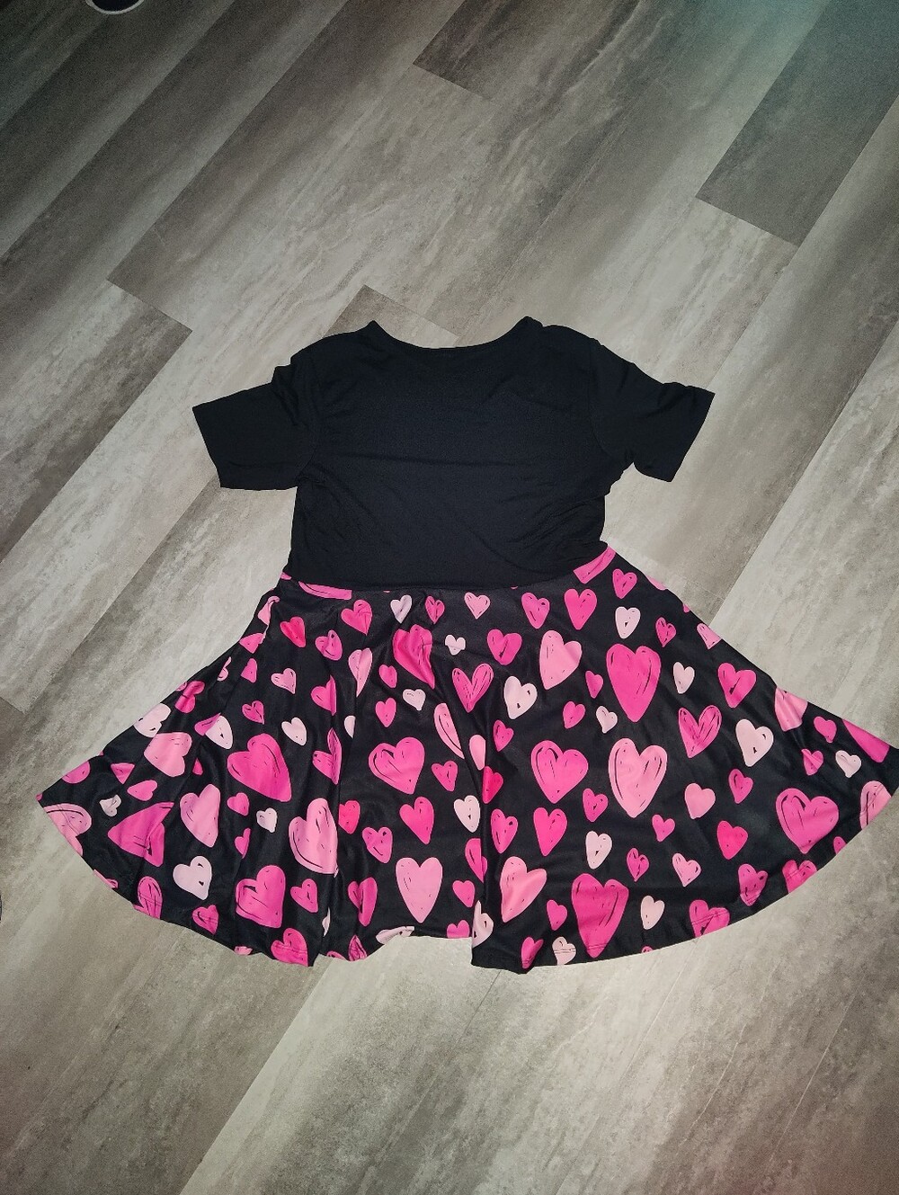 My Lala Leggings Women's Black Pink Heart Skater Dress 2X/3X Pockets NWOT